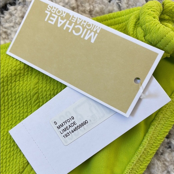 NWT $70 Michael Kors Limeade Green Silver Keyhole Bikini Bottoms 0062 - Picture 5 of 11